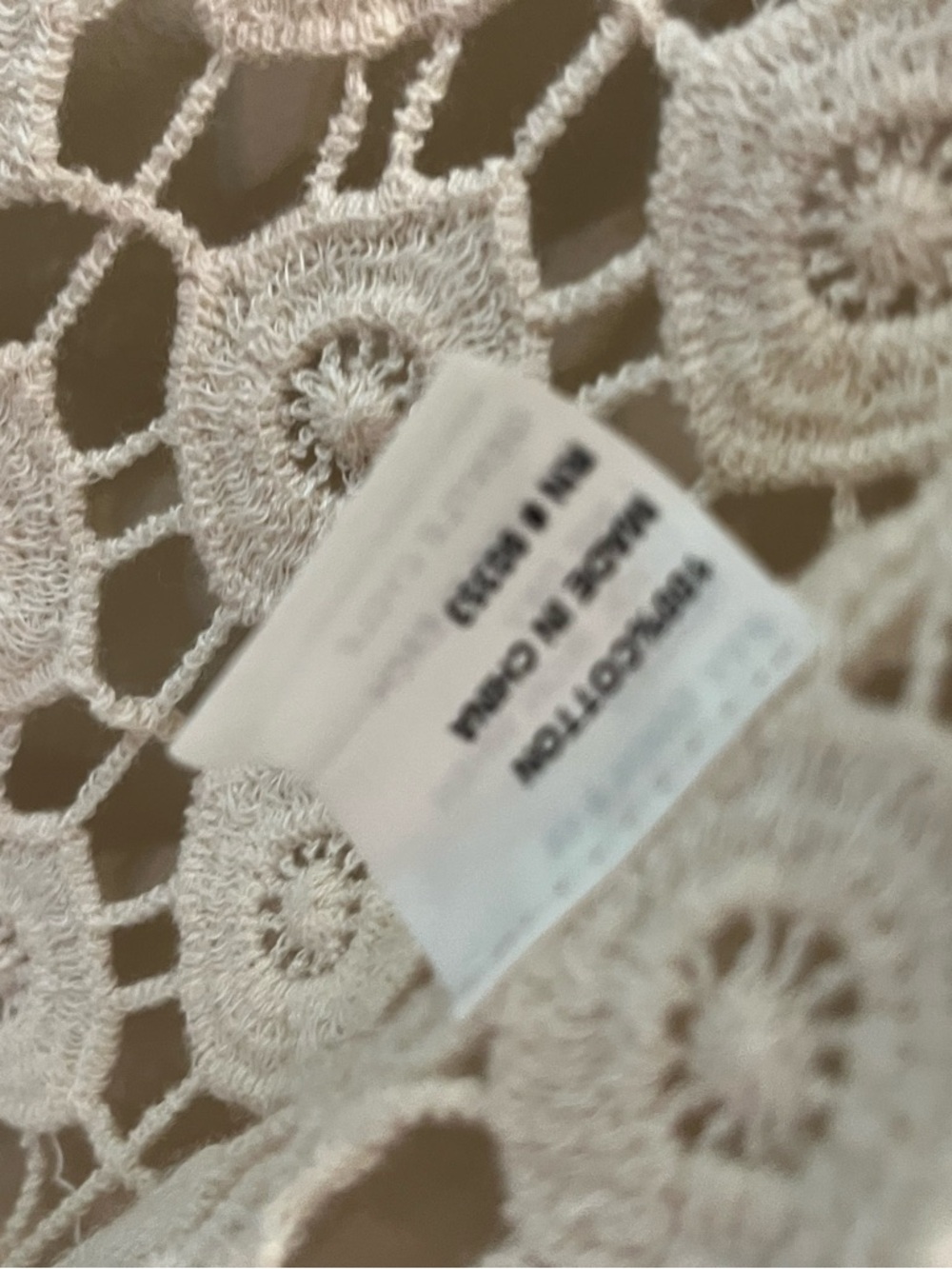 Boho crochet open front kimono with fringe cream medium. Festival beach - Picture 7 of 7